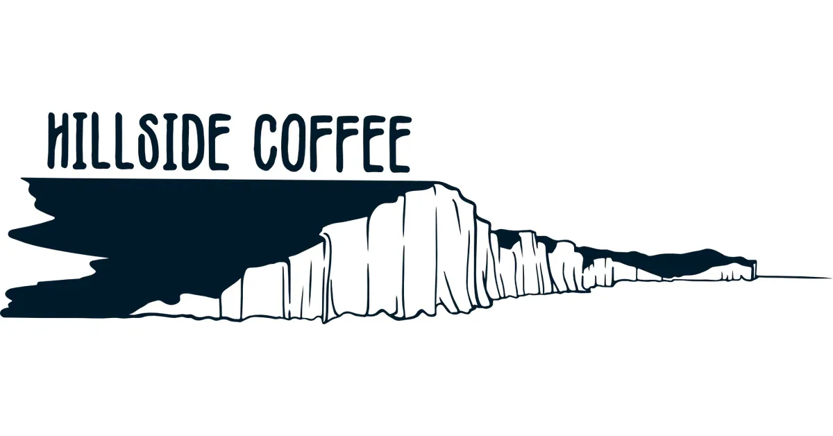 hillside coffee logo featuring stylized cliffs with horizontal striations design., hillside coffee roasters, denton