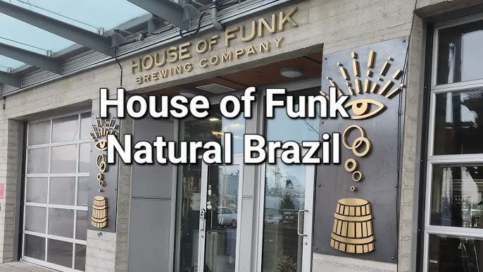 house of funk brewing company storefront with decorative eye and geometric symbols., house of funk brewing, north vancouver