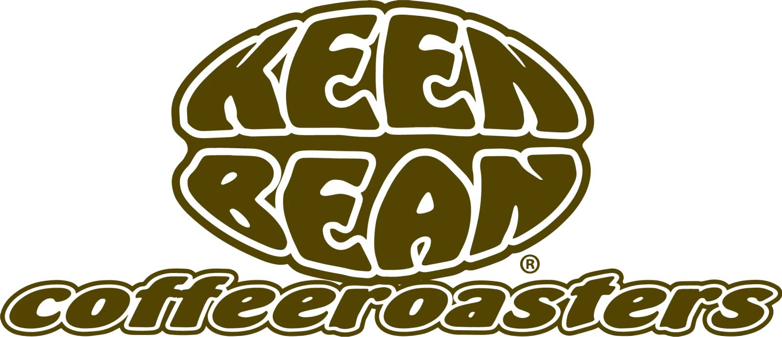 keen bran coffeeroasters logo with olive green oval shape and registered trademark symbol., keenbean coffee roasters, mount v