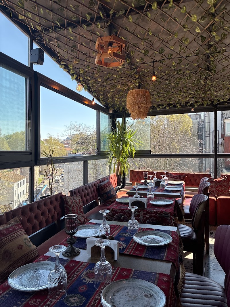 Pleasure terrace roof top restaurant in Istanbul, specialty coffee cafe