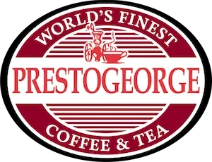 prestogeorge coffee and tea brand label with world's finest designation., prestogeorge coffee & tea, pennsylvania