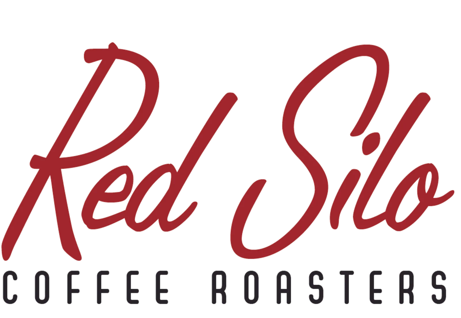 red dia coffee roasters logo with cursive script and black sans-serif text below., red silo coffee roasters, arvada