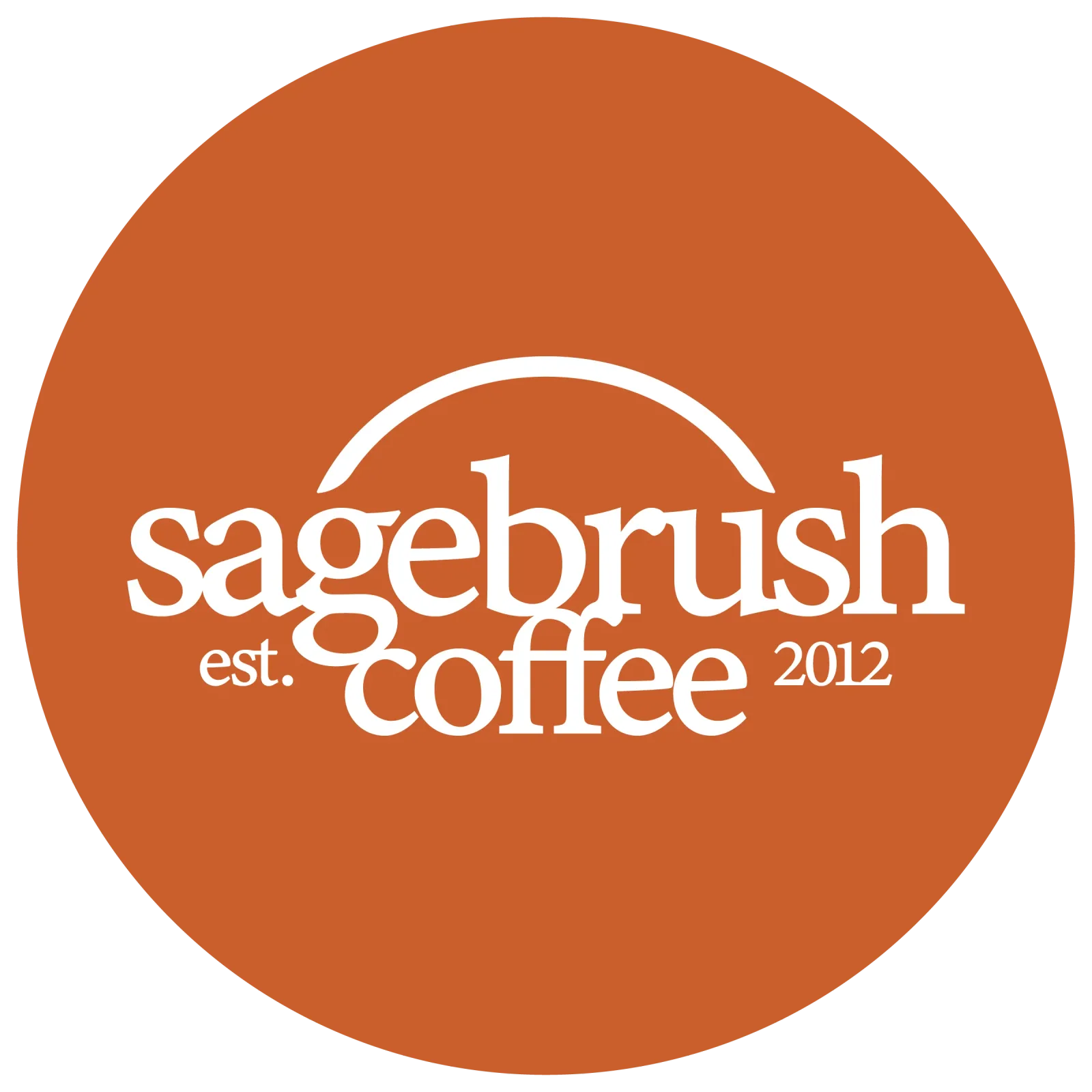 sagebrush coffee logo on orange circular background, established 2012., sagebrush coffee roastery, chandler
