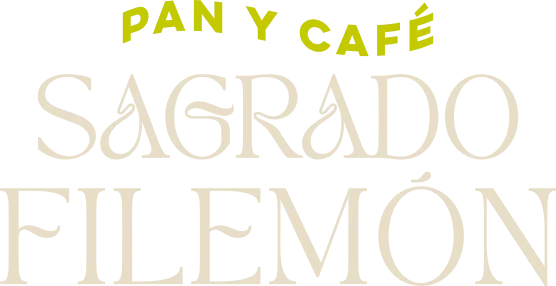 pan y café logo with "sagrado filemón" text in elegant beige lettering., sagrado filemón i pan y café, de juárez