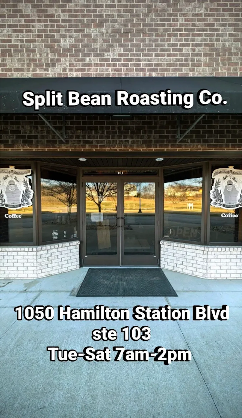 split bean roasting co. storefront with brick facade and glass entrance doors., split bean roasting co., lebanon