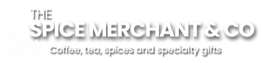 the spice merchant & co logo with tagline for coffee, tea, spices and specialty gifts., the spice merchant & co, wichita