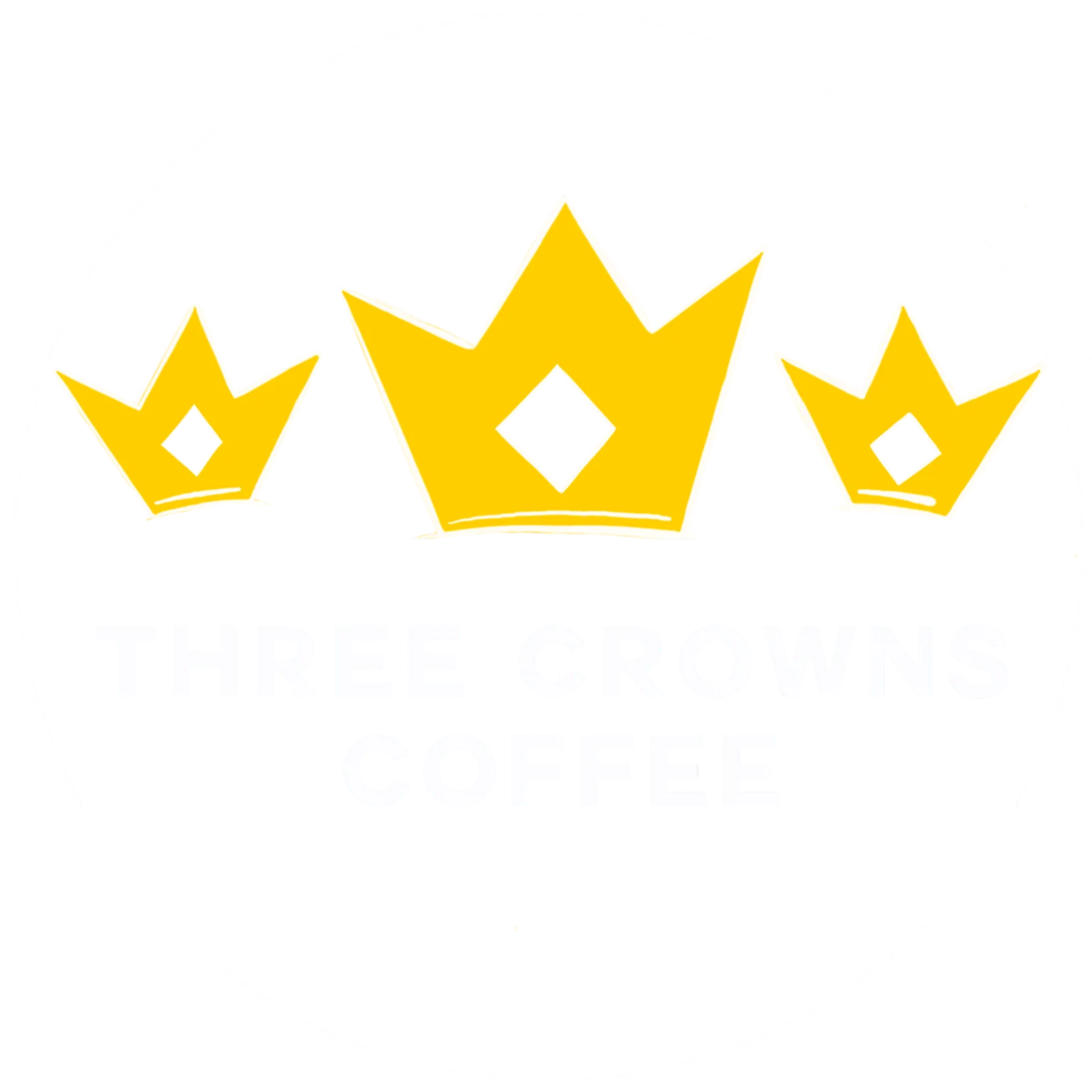 three golden crowns arranged horizontally with diamond cutouts in centers., three crowns coffee, warsaw