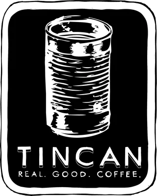 tincan brand coffee tin can with tagline "real. good. coffee." displayed., tincan coffee co. llc, lexington