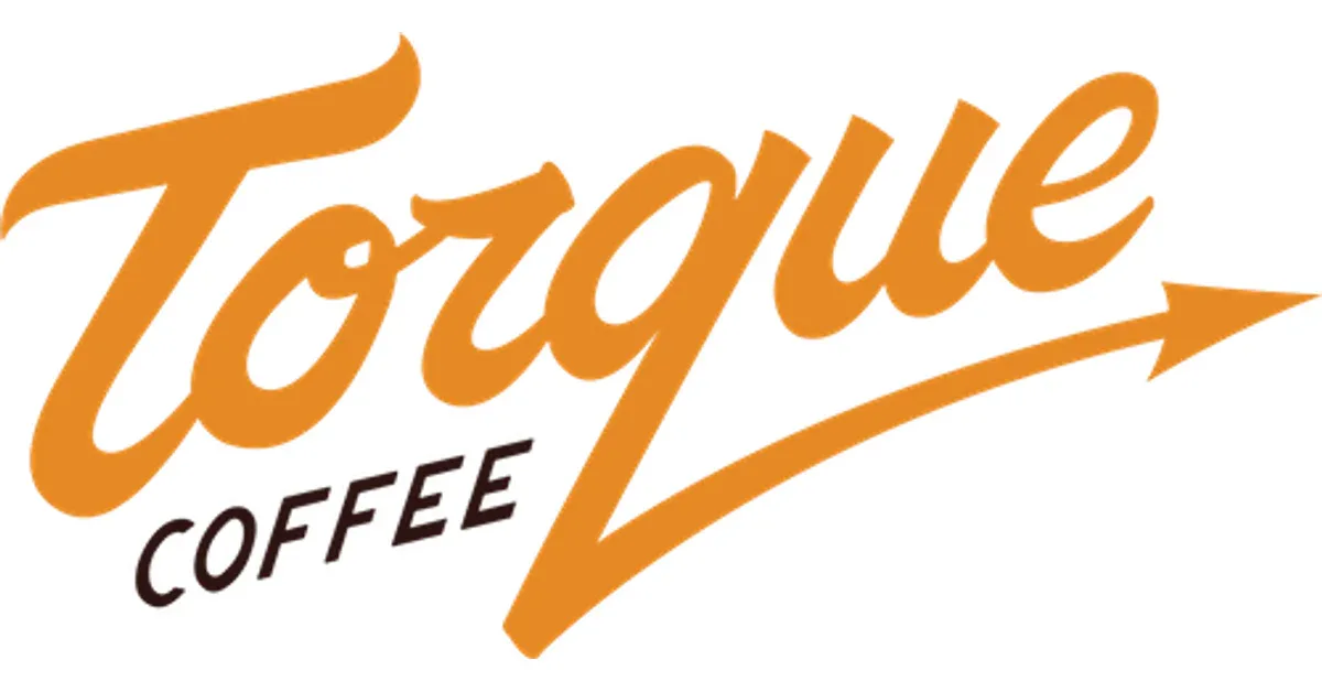 orange cursive "togwe" text with "coffee" underneath and an arrow design element., torque coffees, vancouver