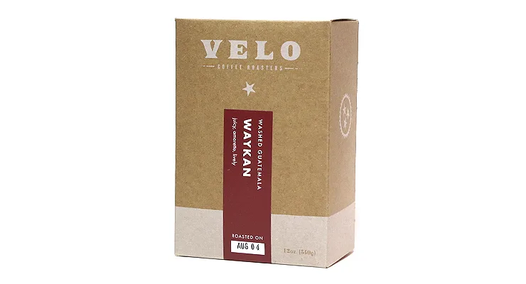 velo coffee roaster box featuring wakan single-origin beans, 12oz packaging., velo coffee roasters, chattanooga